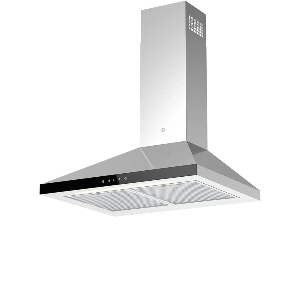 GoodHome Cooker Hood Steel Glass Chimney Extractor Fan LED Timer 5 Speed 598mm - Image 1