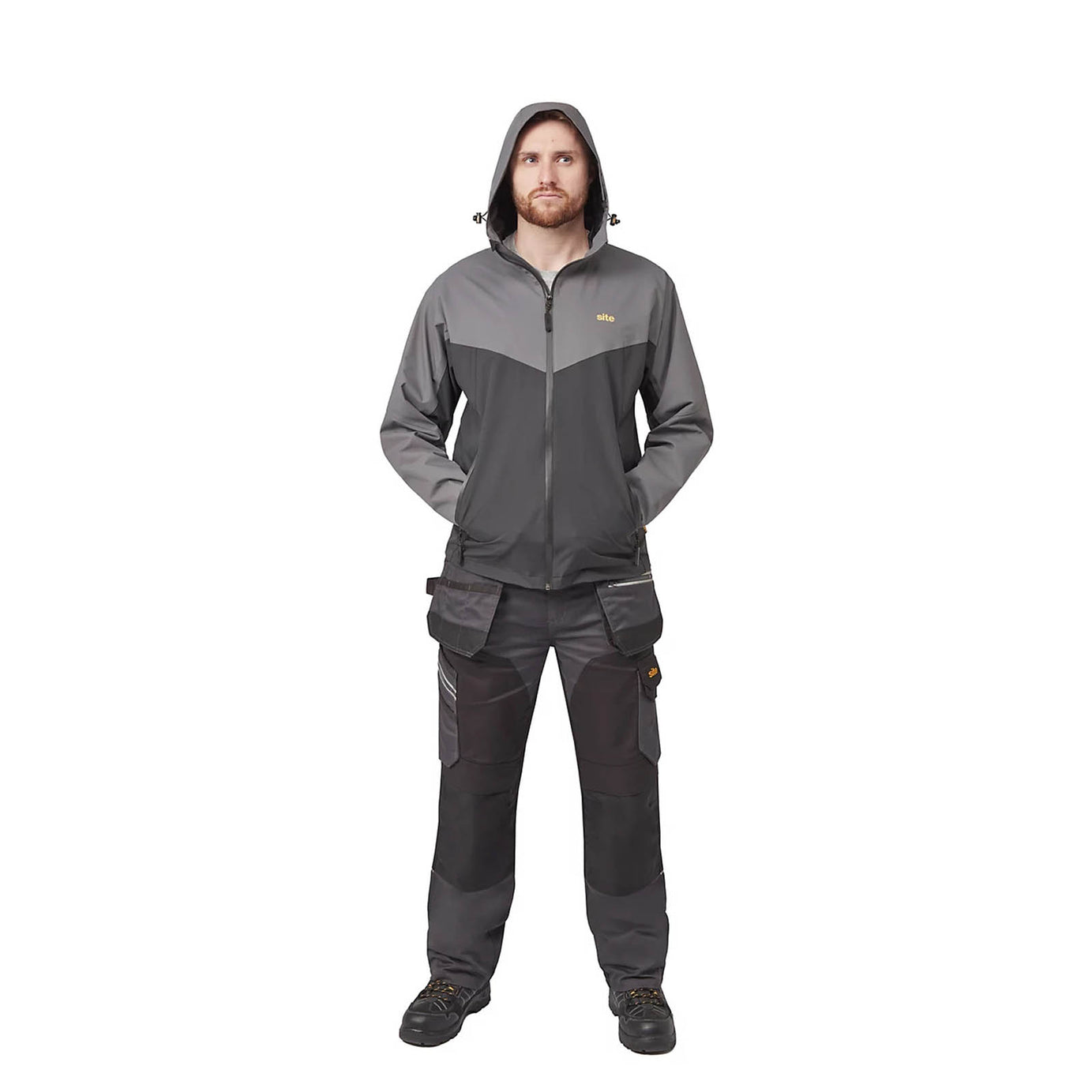 Site Work Jacket Black Grey Medium Hooded Heavy Duty Workwear Messner - Image 9
