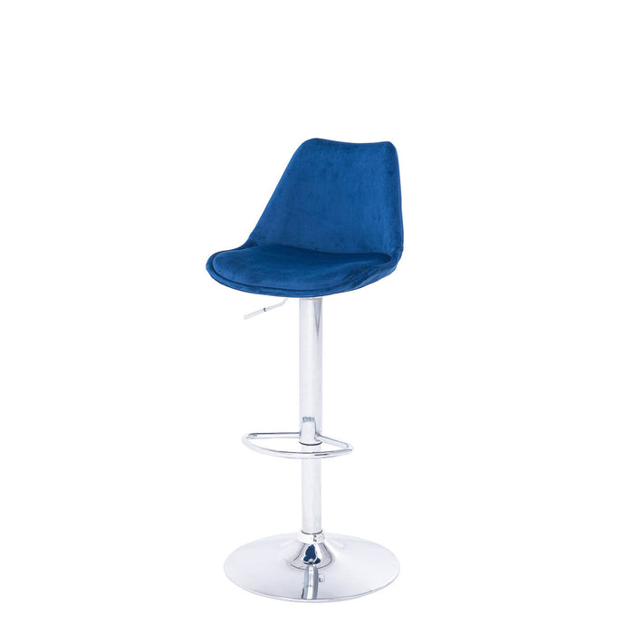 Bar Stool Breakfast Chair Blue Adjustable Height Swivel Padded Kitchen Pack Of 2 - Image 1
