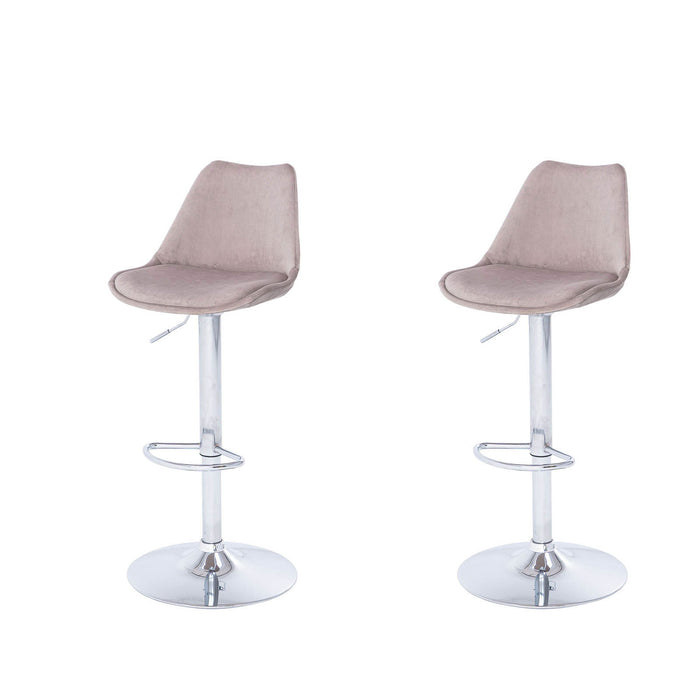 Bar Stool Beige Steel Adjustable Swivel Rust Resistant Ergonomic Pack of 2 - Image 1