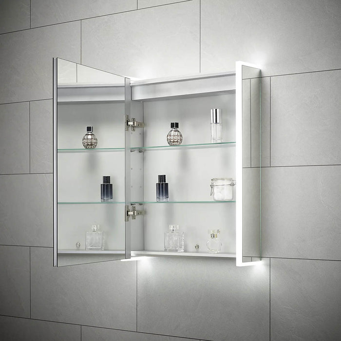 Sensio Bathroom Mirror Cabinet LED Shaver Socket White Wall Mounted Storage - Image 5