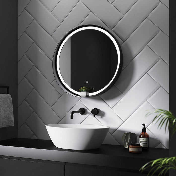 Bathroom Mirror Illuminated LED Colour Changing Matt Black Round (H)60cm (W)60cm - Image 3