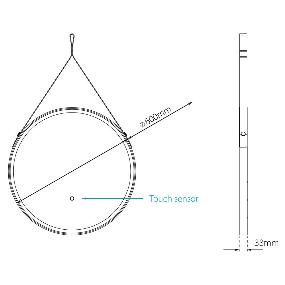 Sensio Nova Matt Black Round Bathroom Illuminated Colour-changing mirror 60cm - Image 2