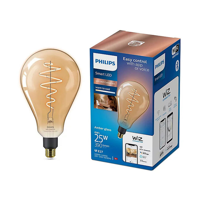 LED Smart Light Bulb Wi-Fi Vintage Amber Modern Cool & Warm White Philips 25 W - Image 4