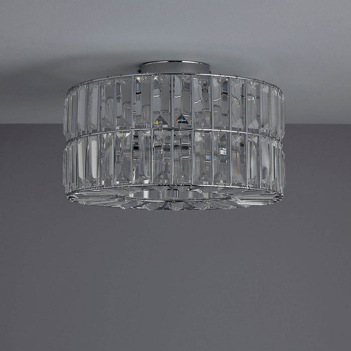 Ceiling Light 3 Way Crystal Beads Facetted Shade Elegant Modern Metal Chrome - Image 4