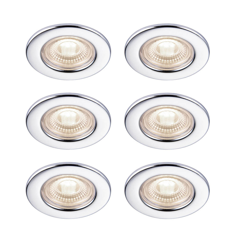 Downlight LED Neutral White Metal Plastic Chrome Effect Dimmable Recessed 6 Pack - Image 1