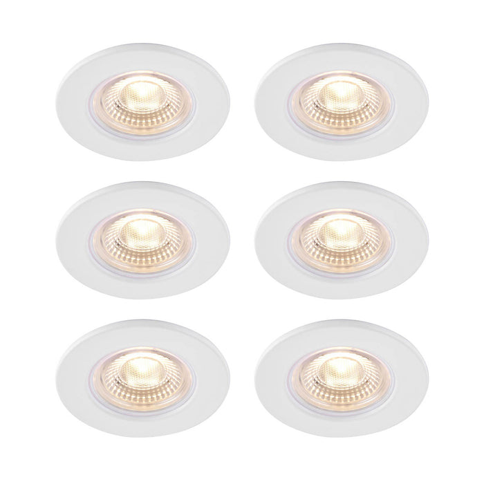 Downlight Integrated LED Warm White Metal Plastic Matt White Dimmable 6 Pack - Image 1