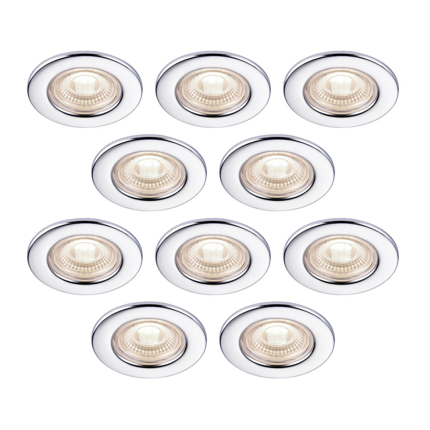 Drexler LED Downlighter Chrome Effect Fixed Fire-Rated Neutral White Pack of 10 - Image 1