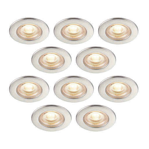 Downlight Ceiling Spot Light Nickel Effect Warm White Integrated LED Pack of 10 - Image 1