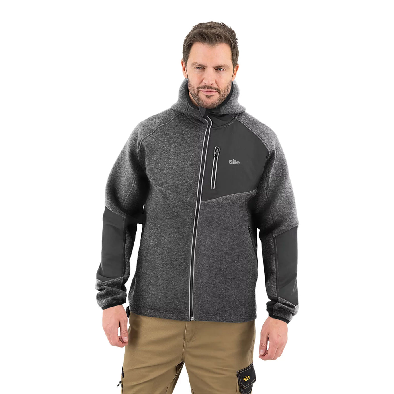Site Suter Hooded Sweatshirt Grey Black XL Workwear Pullover Hoodie - Image 4