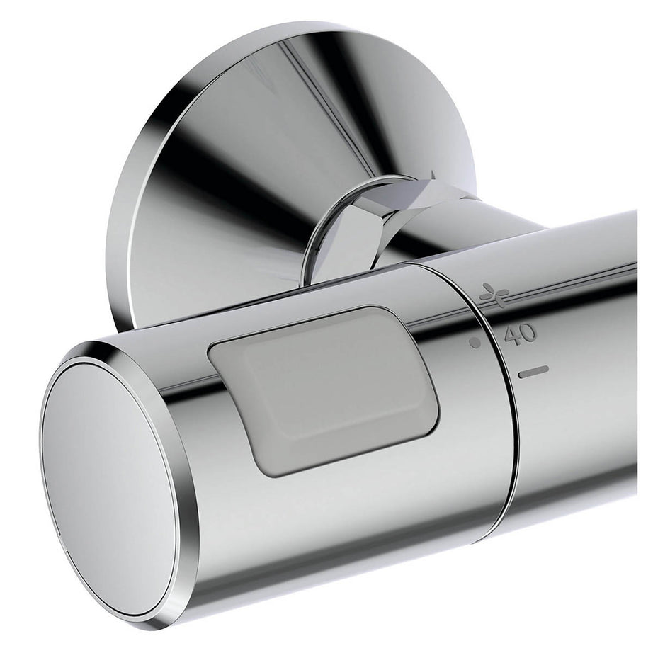 Mixer Shower Thermostatic Dual Round Head Chrome Effect Gloss Exposed Valve - Image 2