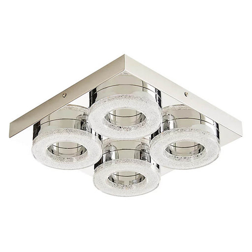 Ceiling Light  4 LED Lamp Brushed Chrome Effect Crystal Warm White Modern - Image 1