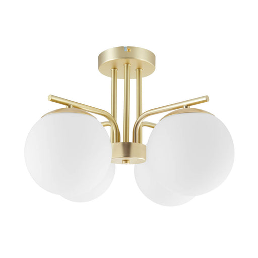 Ceiling Light 4 Way Globe Matt Glass Shades Gold Effect LED Modern Livingroom - Image 1