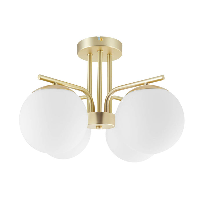 Ceiling Light 4 Way Globe Matt Glass Shades Gold Effect LED Modern Livingroom - Image 1