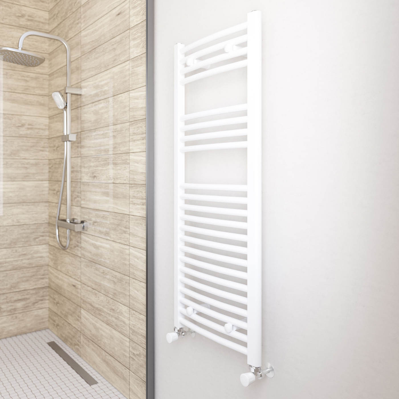 Flomasta Towel Rail Radiator White Curved Bathroom Warmer Ladder (H)110x(W)45cm - Image 1