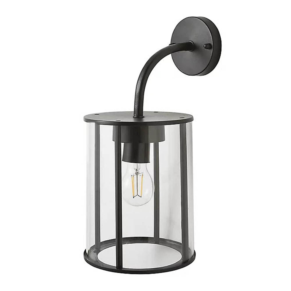 LED Outdoor Wall Light Matt Black Weatherproof Metal Lantern 42W (Dia)21cm - Image 1