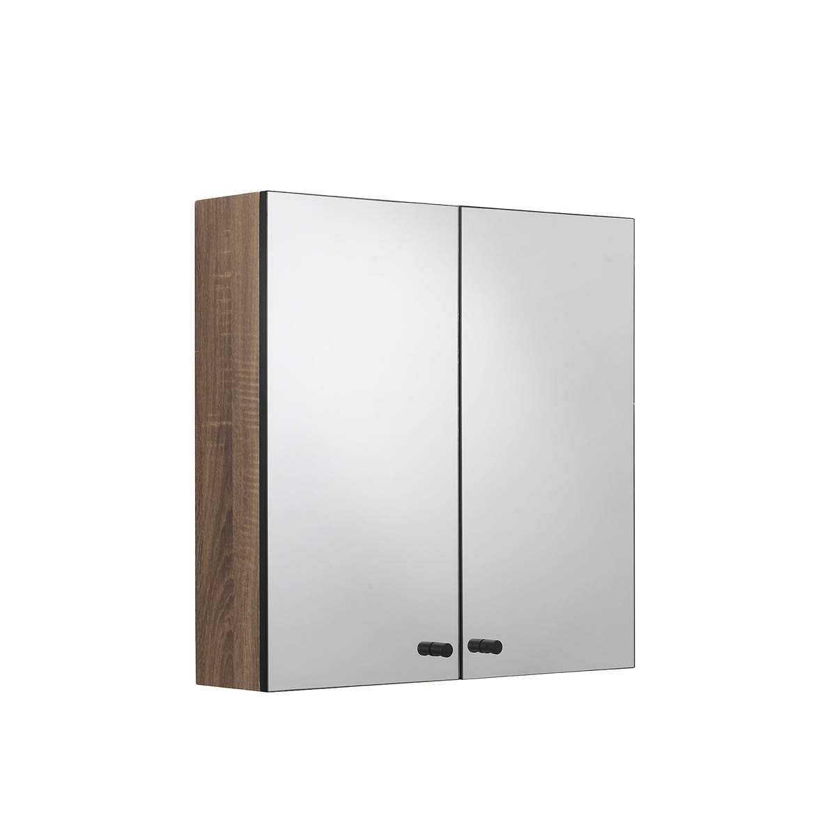 Croydex Bathroom Cabinets Wall Mounted Mirrored Double Door Matt Brown 60x60x18 - Image 6