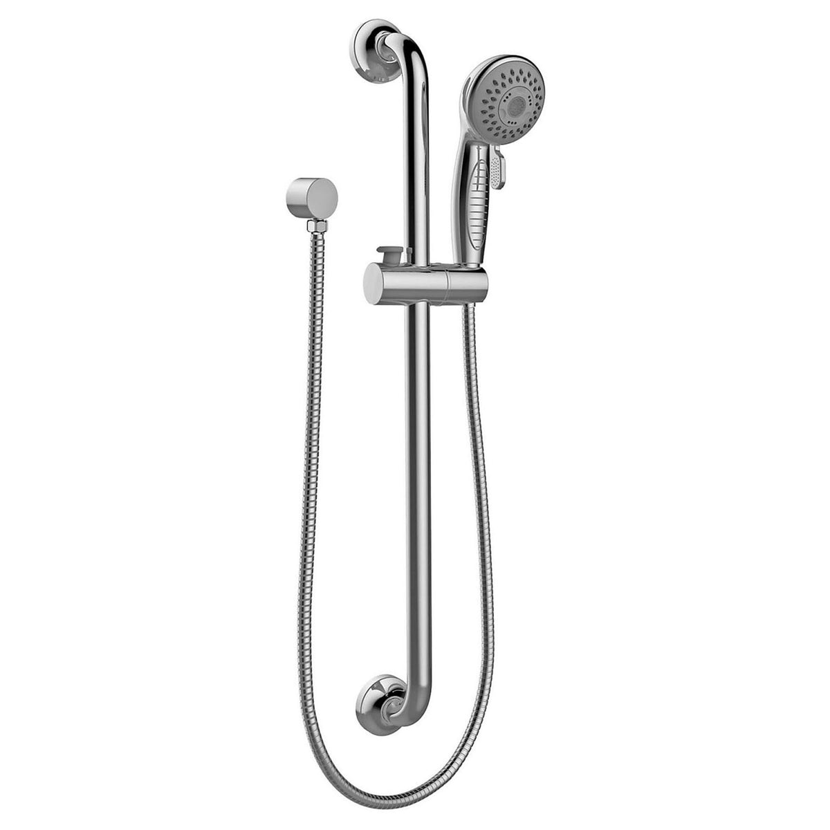 Shower Riser Rail Kit 3 Spray Pattern Ready Assembled Push Button Chrome Effect - Image 2
