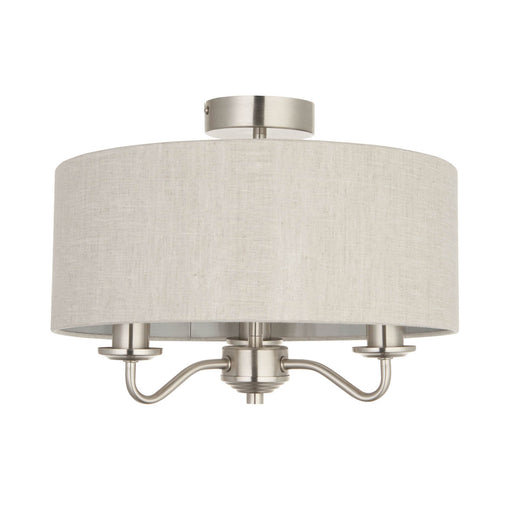 Ceiling Light 3 Way Halogen Lamp Traditional Satin Nickel Effect (Dia)360mm - Image 1