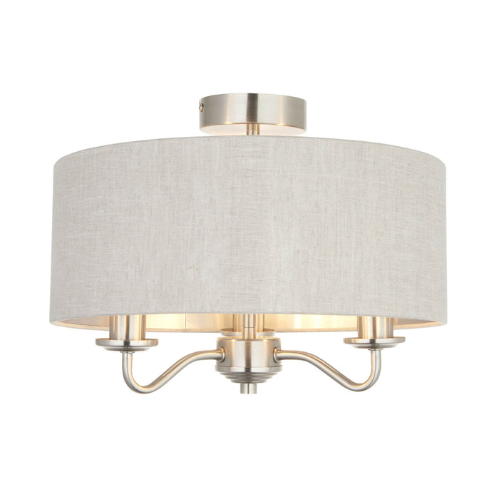 Ceiling Light 3 Way Halogen Lamp Traditional Satin Nickel Effect (Dia)360mm - Image 3