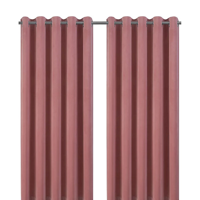 Eyelet Curtain Pair Pink Velvet Lined Ring Top Lined Heavy (W)167x(L)183cm - Image 1