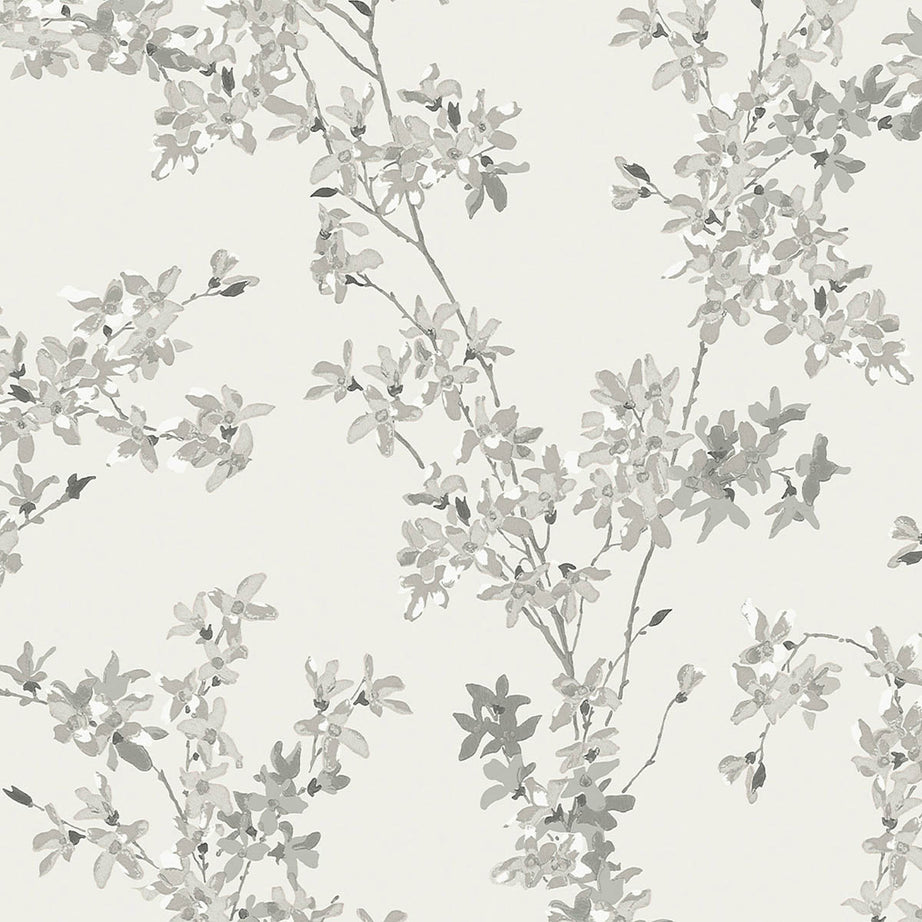 Laura Ashley Wallpaper Floral Smooth Forsythia Blossom Steel Matt Patterned - Image 1