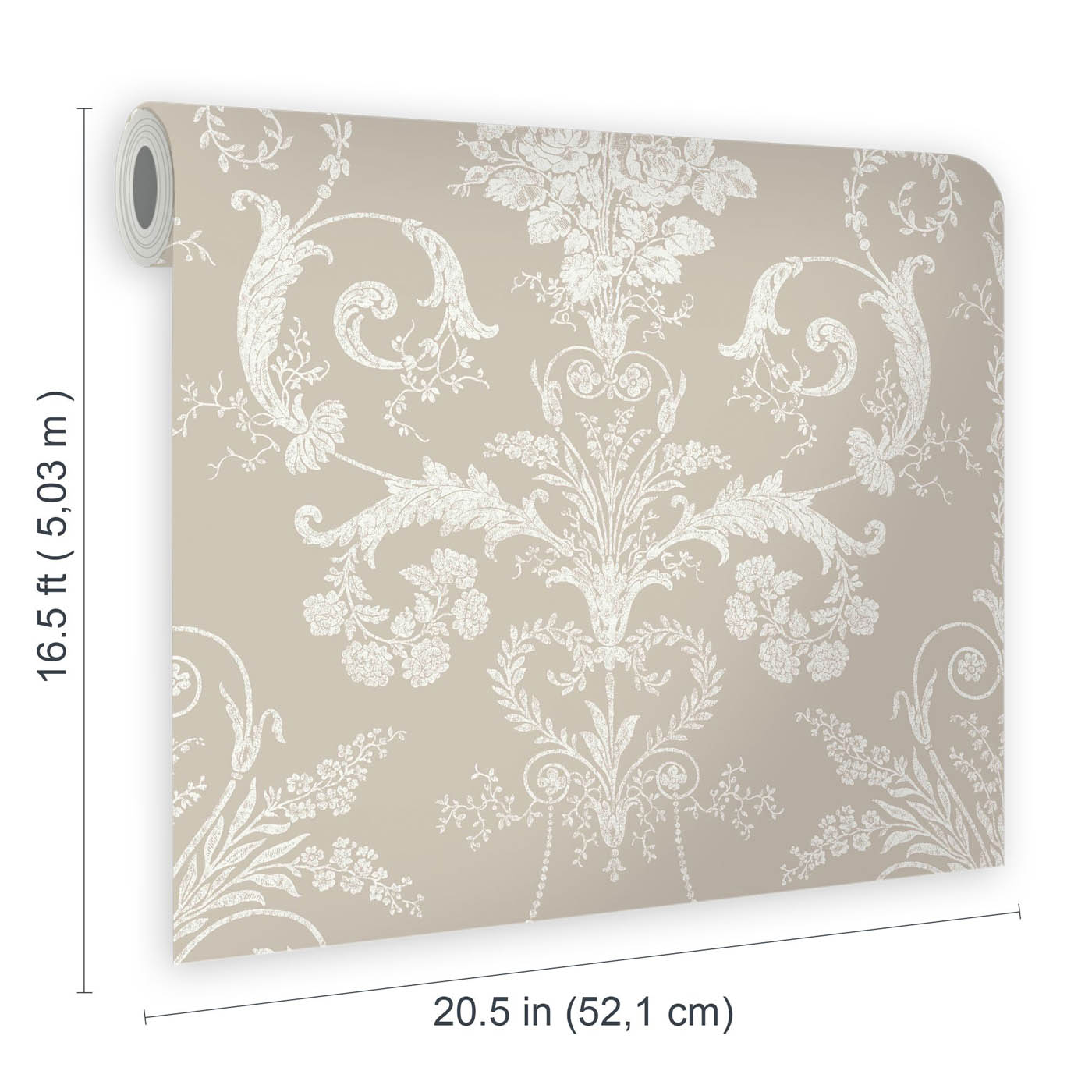 Laura Ashley Wallpaper Damask White Dove Grey Matt Smooth Washable 5.2m² - Image 2