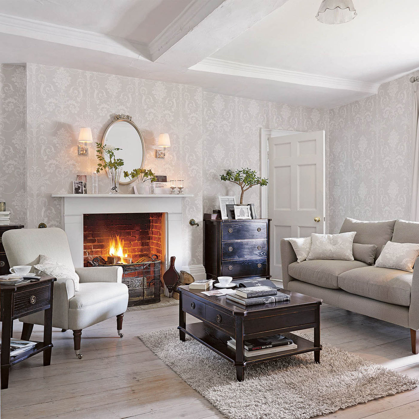 Laura Ashley Wallpaper Damask White Dove Grey Matt Smooth Washable 5.2m² - Image 3