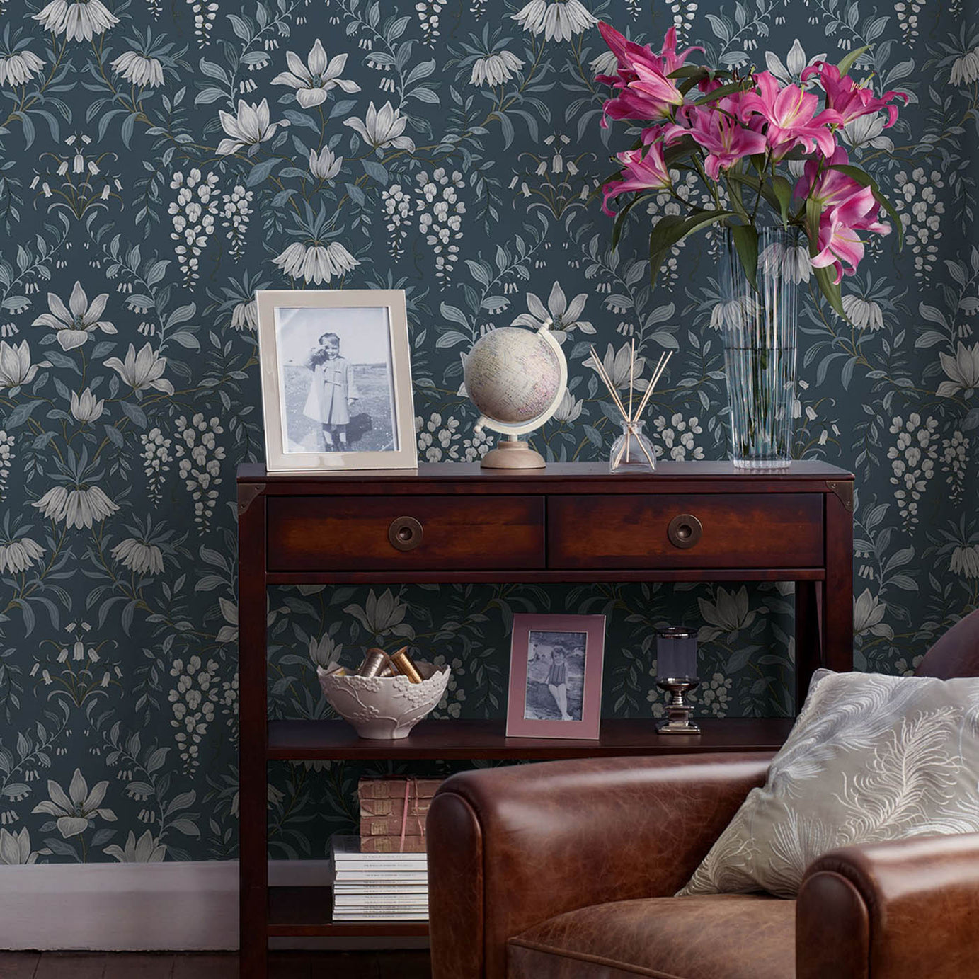 Laura Ashley Wallpaper Dark Seaspray Damask Smooth Washable Contemporary 5.2m² - Image 4