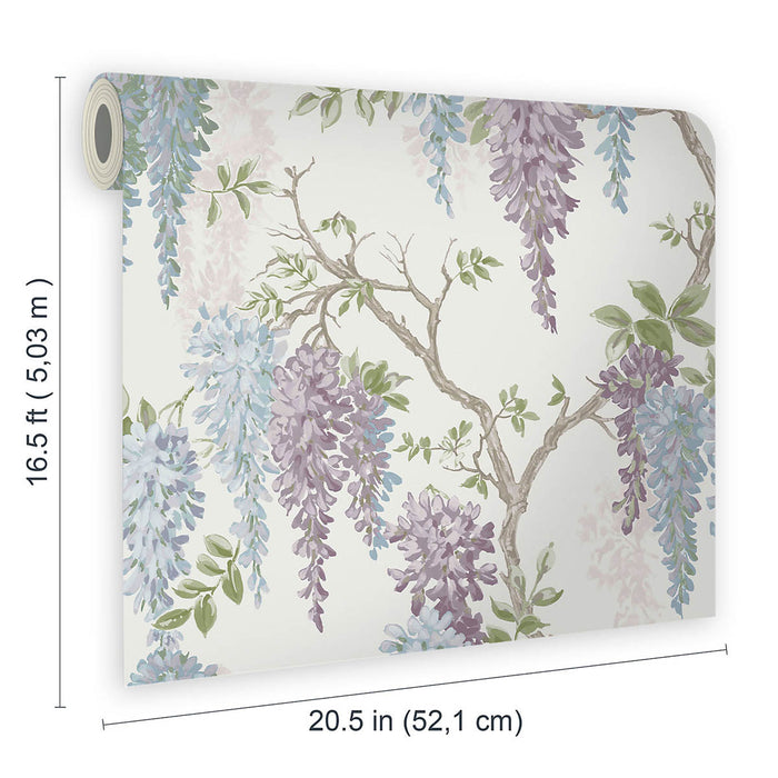 Laura Ashley Wallpaper Pale Iris Wisteria Blossoms Smooth Rustic Washable 5.2m² - Image 2