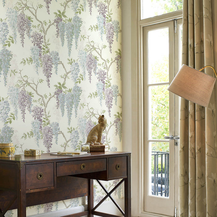 Laura Ashley Wallpaper Pale Iris Wisteria Blossoms Smooth Rustic Washable 5.2m² - Image 3