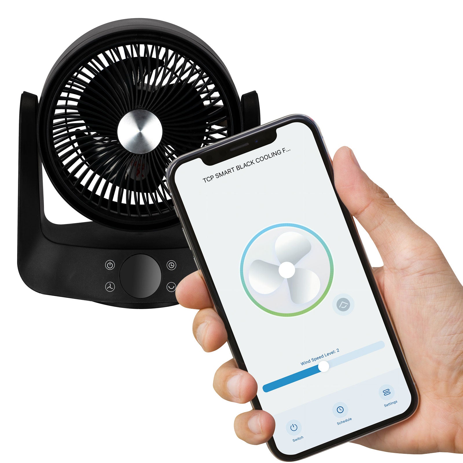 Desk Fan Smart Black Quiet Operation Oscillating Tilt Remote Control 8in - Image 1