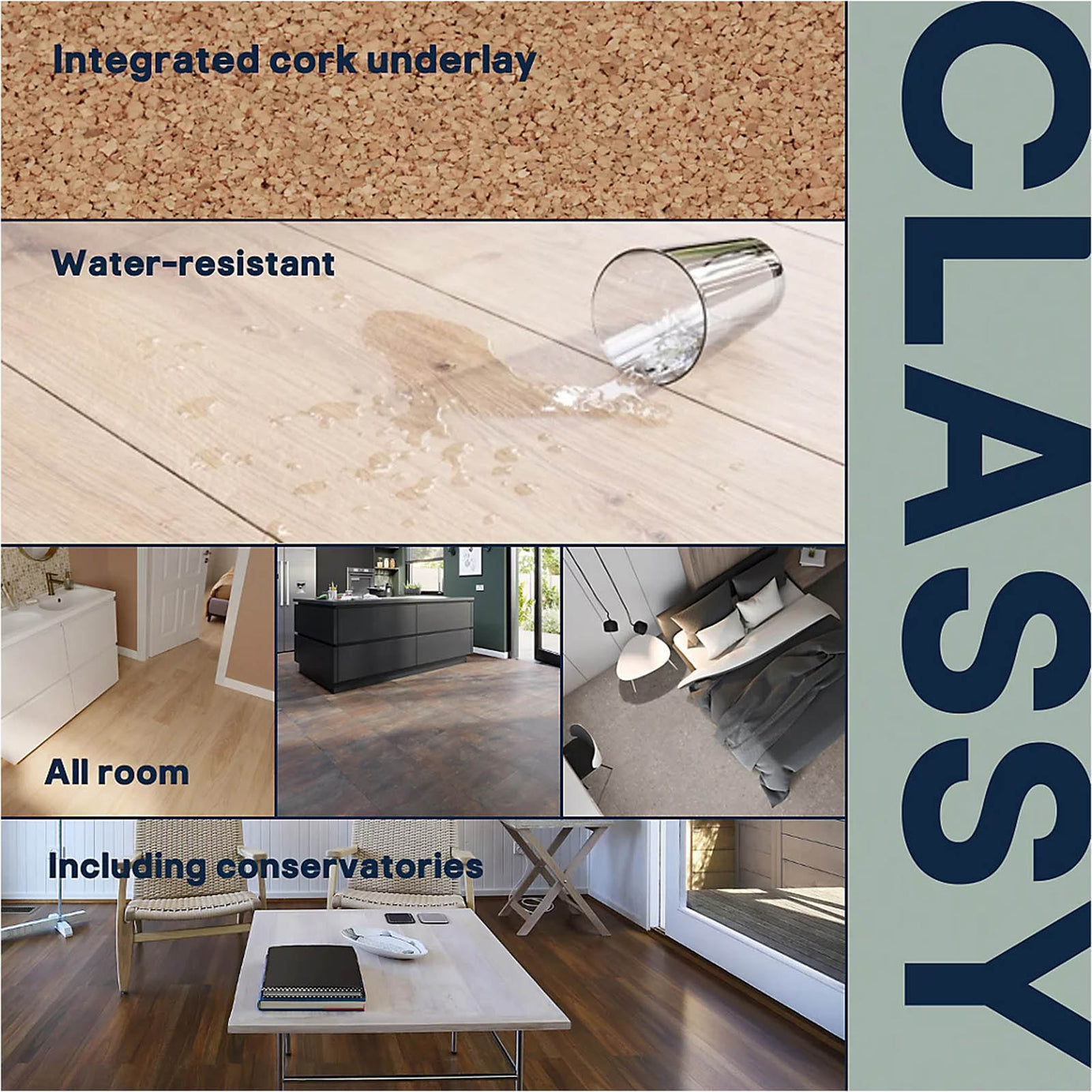 Composite Click Flooring Classy Grey Concrete Effect 9mm Indoor 1.95m² - Image 2