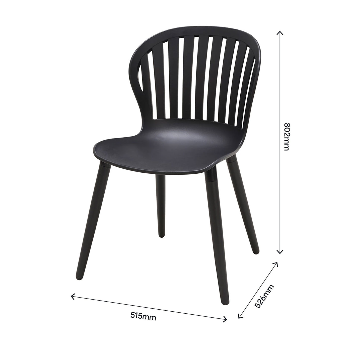 GoodHome Kiwee Bucket Chair Black Plastic Dining Kitchen Indoor Chair - Image 6