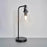 Table Lamp Matt Black Round Bedside Desk Light Clear Glass Shade Modern - Image 2