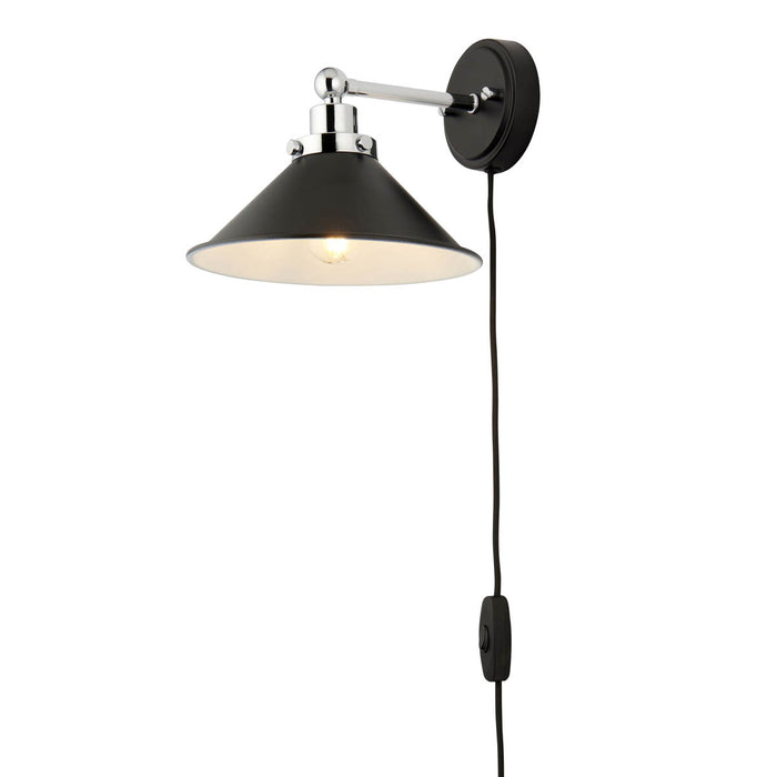 Wall Light Plug-in Matt Black Inline Switch Steel Industrial Modern Downlight - Image 3