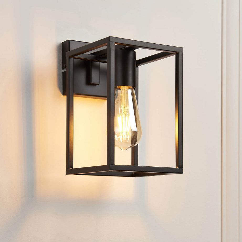 Wall Light Box Matt Black Steel Dimmable Indoor Modern Industrial 255 x 150mm - Image 1