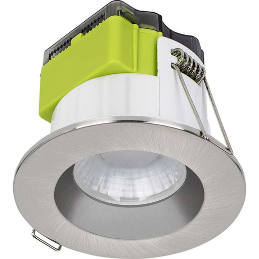 Downlight Spotlight LED FType Mk2 Brushed Steel Effect Warm White Pack of 6 - Image 1