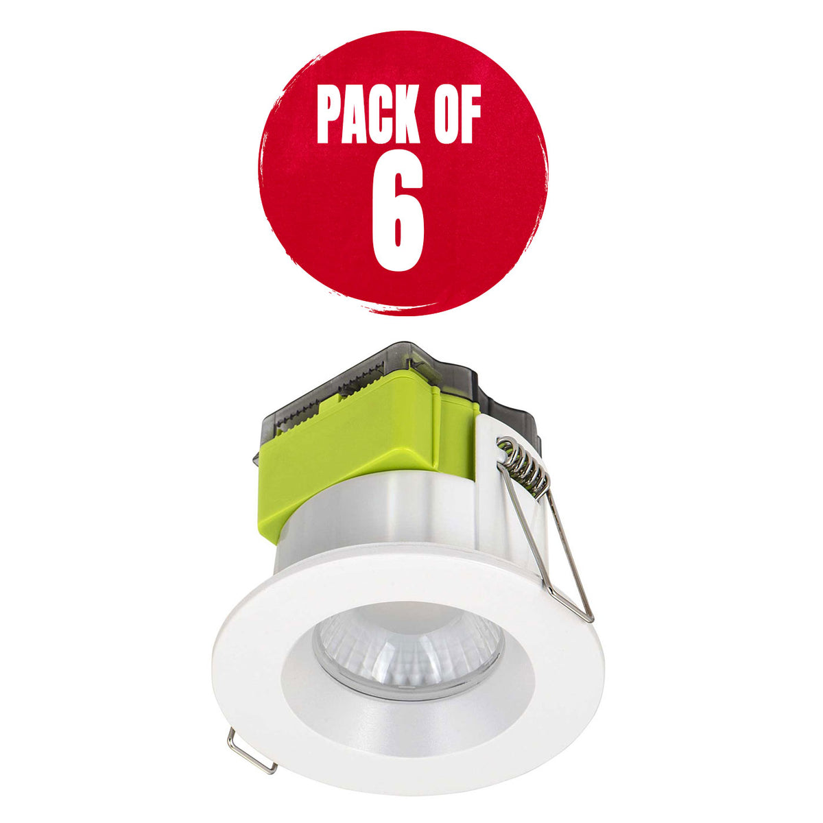 LED Downlight Recessed Fire Rated Fixed Cool Warm White Dimmable 6W Pack Of 6 - Image 1