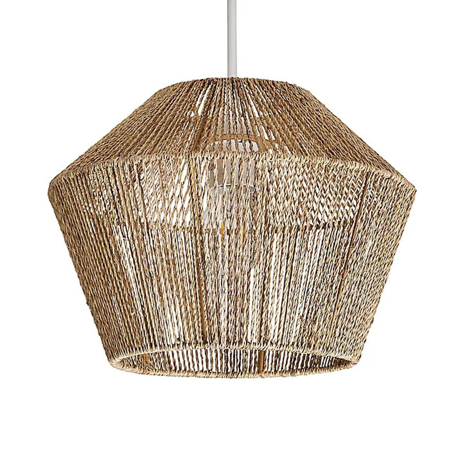 Ceiling Light Lamp Shade Pendant Natural String Rattan Diamond Shape (D)30cm - Image 1