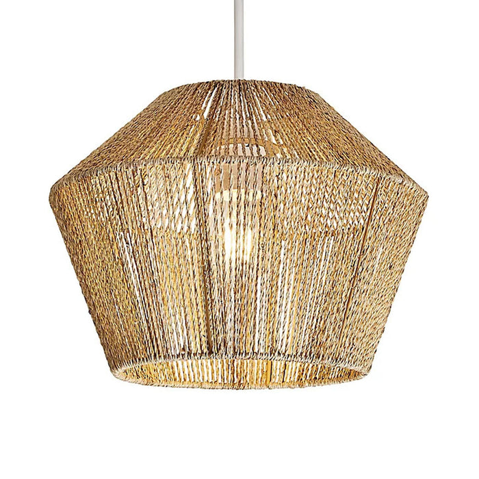 Ceiling Light Lamp Shade Pendant Natural String Rattan Diamond Shape (D)30cm - Image 2