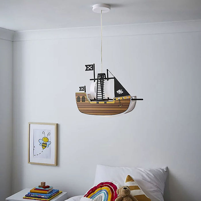 Ceiling Light Pirate Ship Pendant Kids Children Bedroom Plastic Adjustable 42W - Image 1
