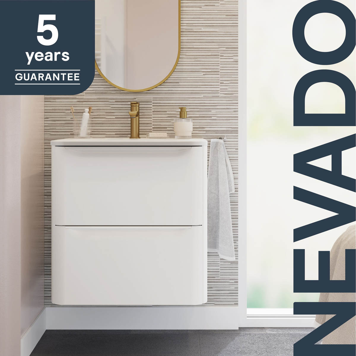 Bathroom Vanity unit Nevado Standard Matt White Wall-mounted (H) 600mm (W) 600mm - Image 2