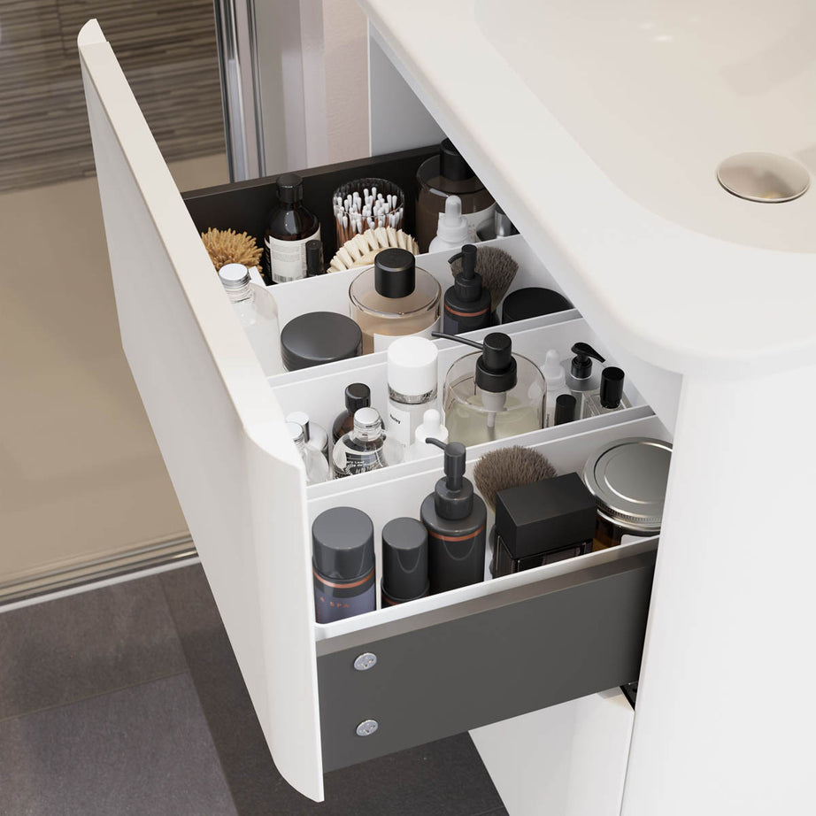 Bathroom Vanity unit Nevado Standard Matt White Wall-mounted (H) 600mm (W) 600mm - Image 6