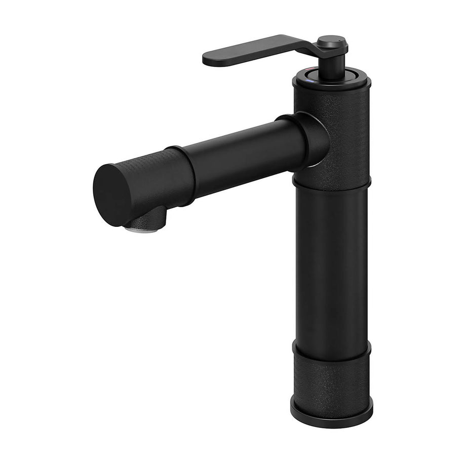 Basin Mixer Tap Tall Black Single Lever Modern Clicker Waste Bathroom - Image 1