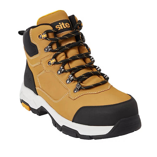 Safety Boots Mens Tan Regular Leather Type Reinforced Heel Steel Toe Size 10 - Image 1