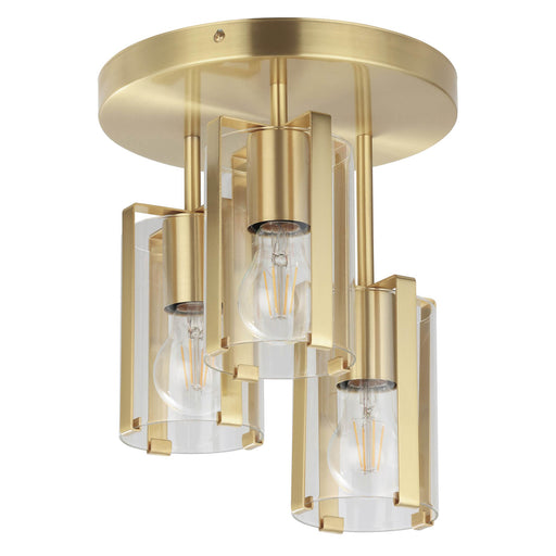 Ceiling Light 3 Way Round Matt Cylinder Glass Gold Finish Modern Livingroom - Image 1