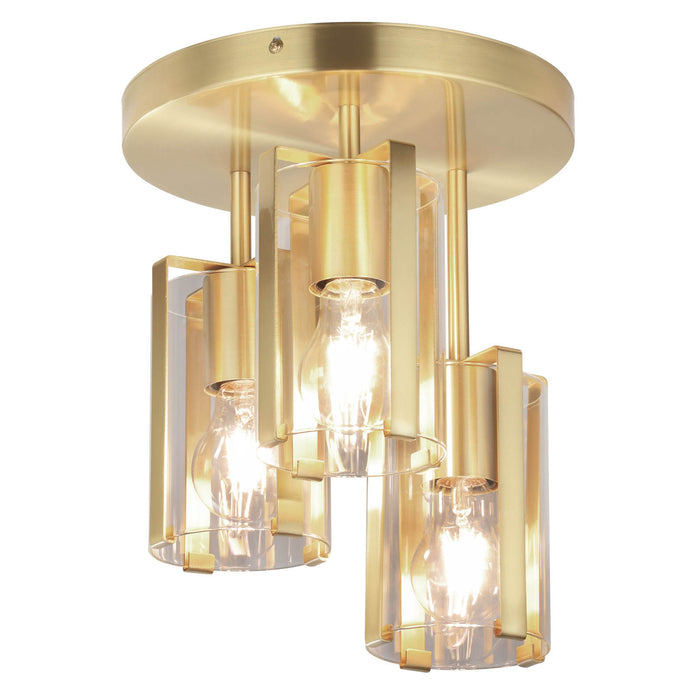 Ceiling Light 3 Way Round Matt Cylinder Glass Gold Finish Modern Livingroom - Image 3