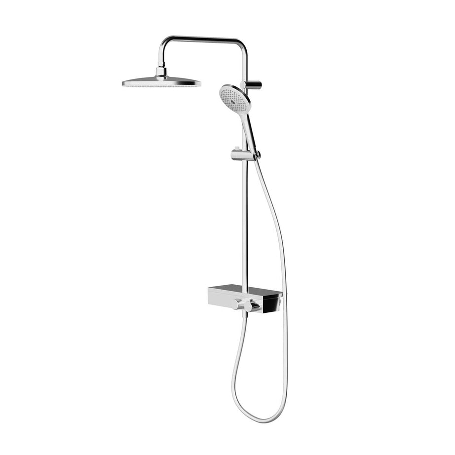 Bathroom Thermostatic Mixer Shower Chrome 3 Spray Pattern Round Twin Head - Image 1