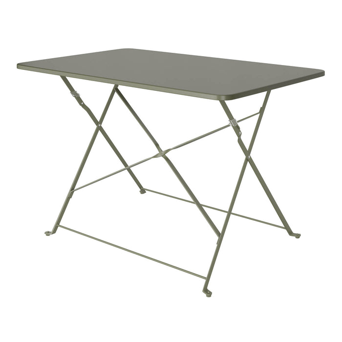 Outdoor Dining Table Folding Lightweight Green Metal 4 Seater Rectangular Bistro - Image 1